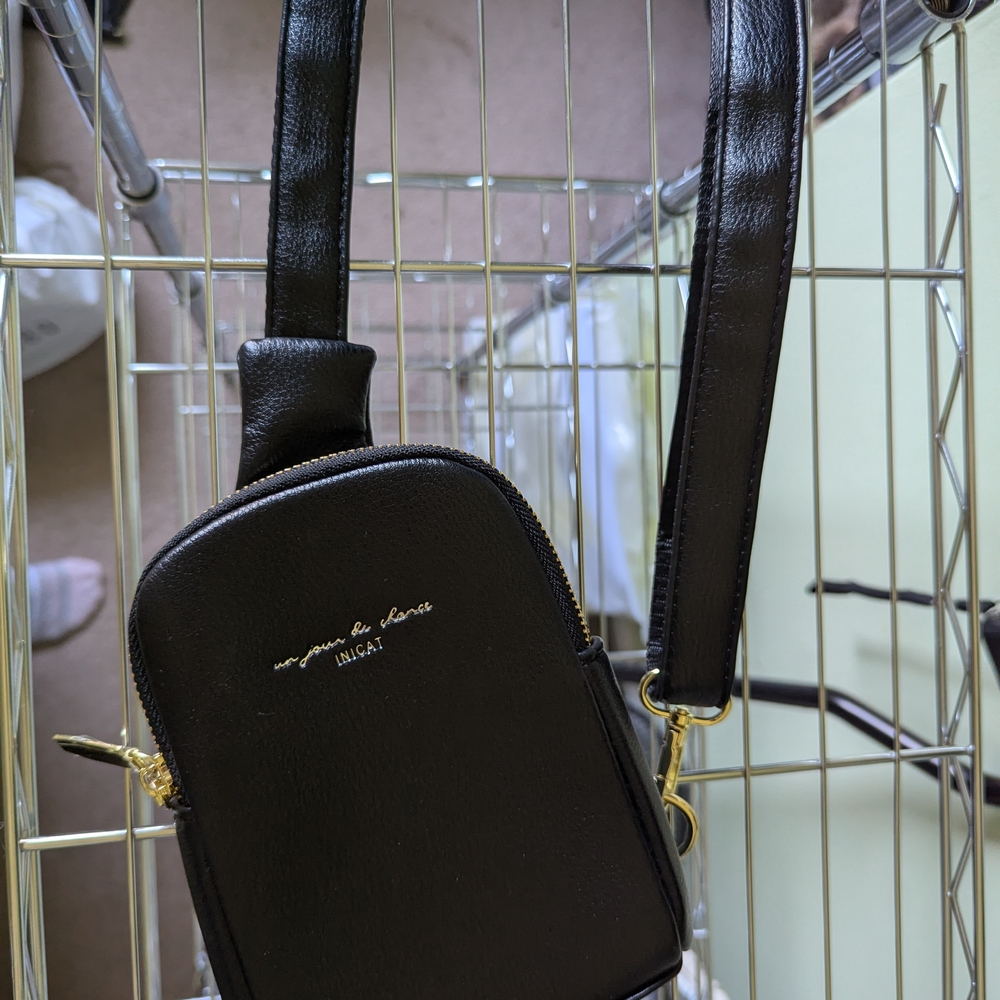 Nica Black Mini Crossbody Belt Bag with Gold Hardware